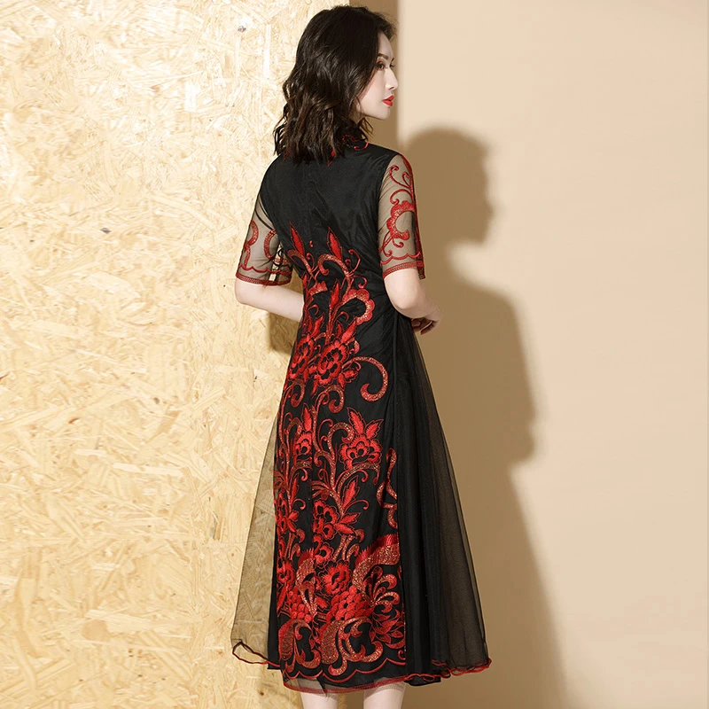 Традиционные китайские женские вечерние платья Cheongsam элегантные Qipao с рукавом до