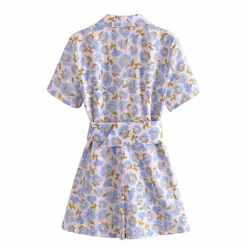 

2021 Summer shirt dresses women casual V-neck floral print mini party ruched shirt dress ladies