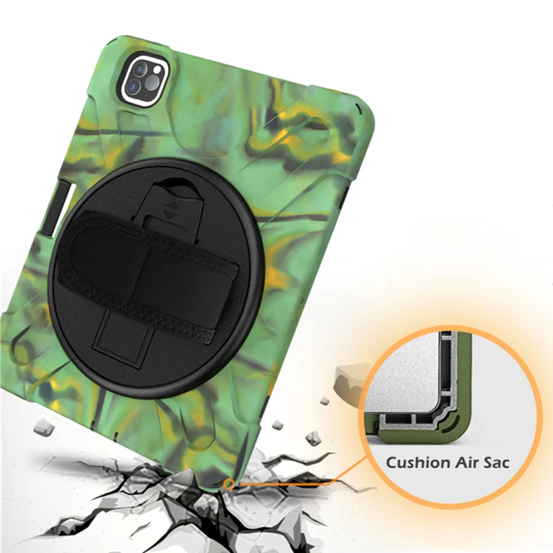 

Fall protection Cover For iPad Pro 2020 11 inch 2nd Gen Silicone Case Build-in Stand Pencil Holder Handheld tablet shell