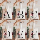 Холщовые Наплечные сумки с рисунком алфавита, цветов, милые женские сумки Harajuku Ulzzang, шопперы, сумки для покупок, повседневные сумки для путешествий