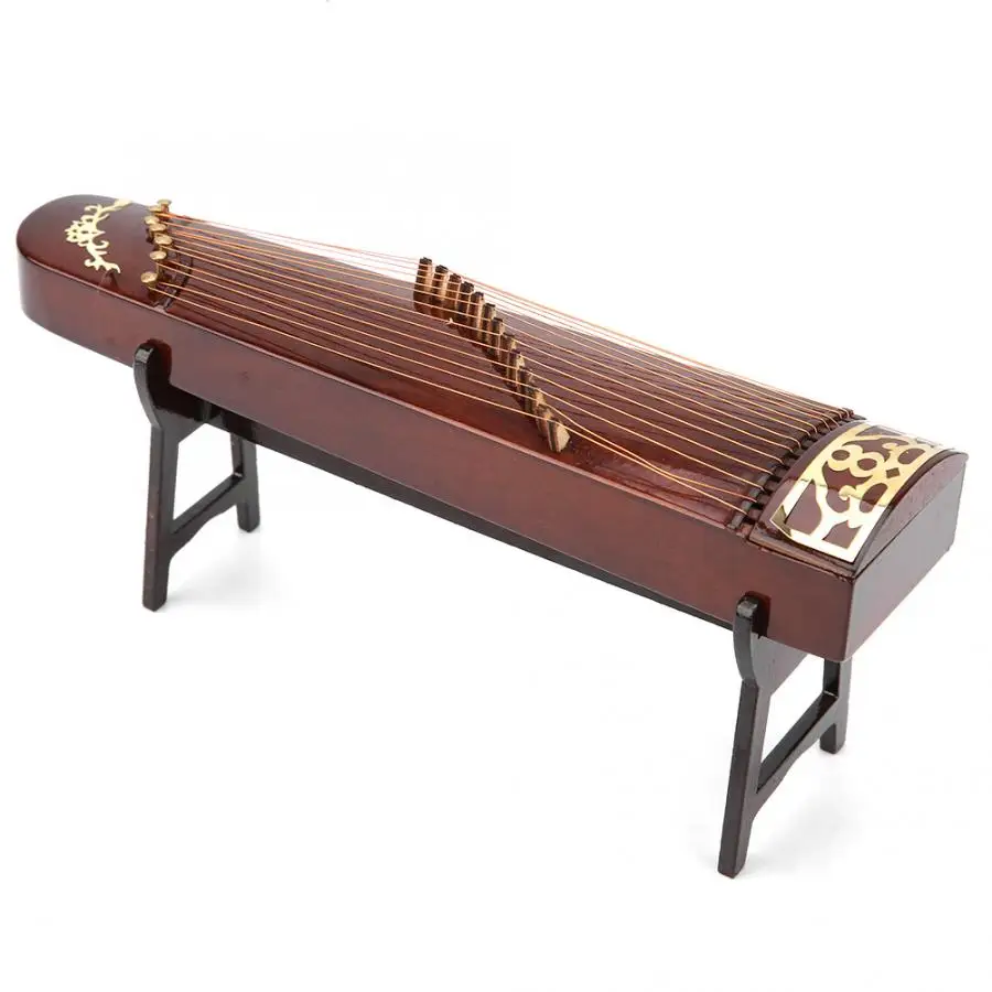 Деревянные маленькие китайские zither Музыкальные инструменты модели дисплей миниатюрные украшения ремесло Домашний декор