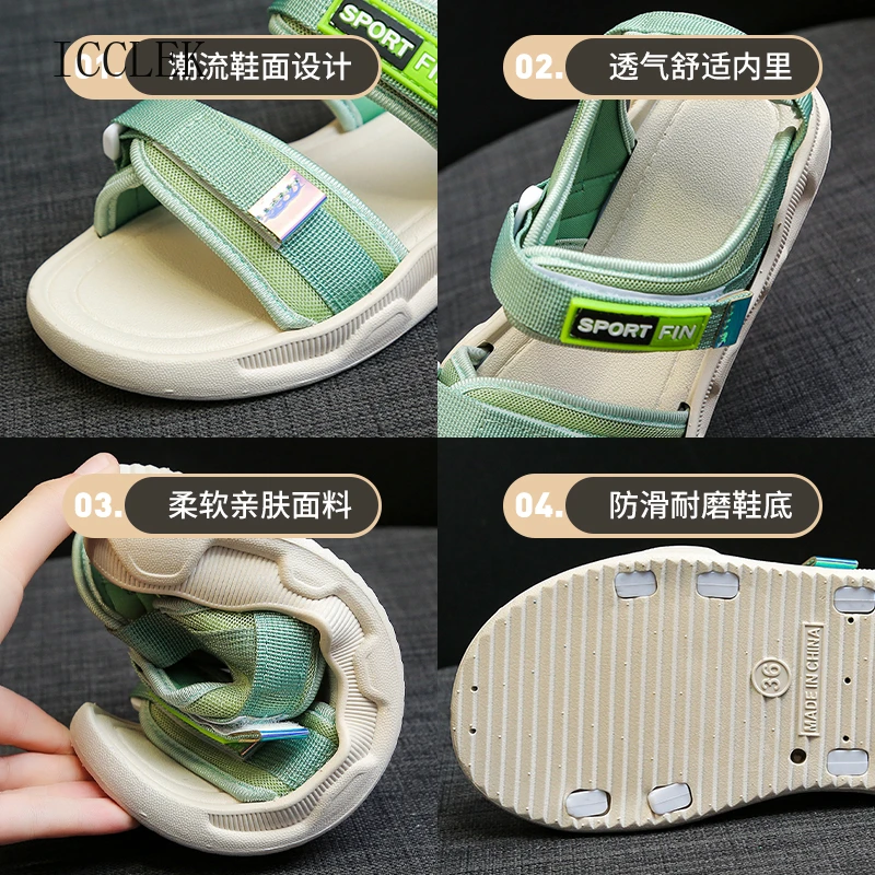 

ICCLEK 2021 Sports Women Sandals Female Sandals Women's Casual Shoes Sandals Thick Flat Sandals Women Shoes Sandals Shoes Women
