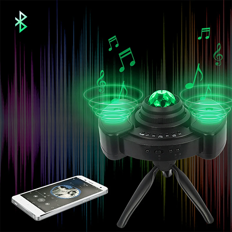 Цветной светодиодный проектор Stary Sky музыкальный Bluetooth плеер вращающийся Ночной
