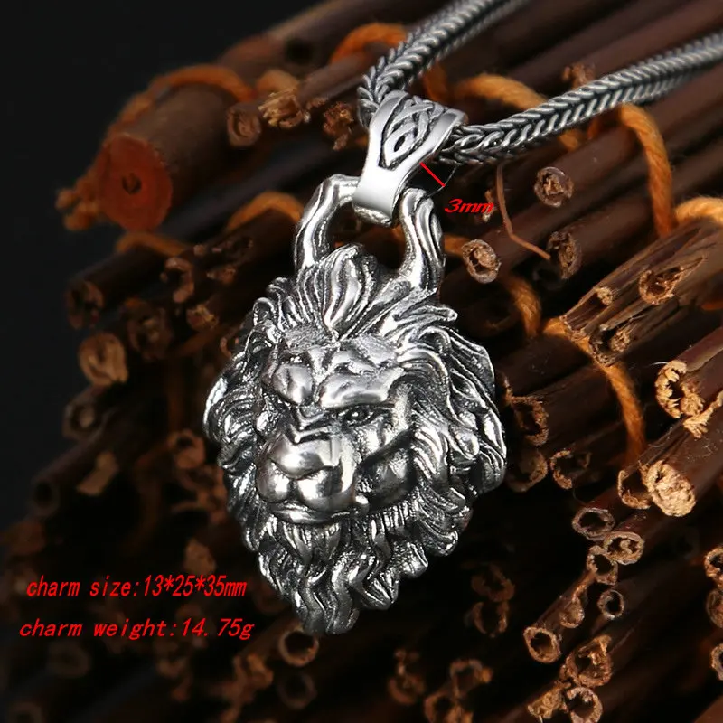 13*25*35MM Real 925 Sterling Silver Lion Head Charms Pendant Fine Jewelry Accessories | Украшения и аксессуары