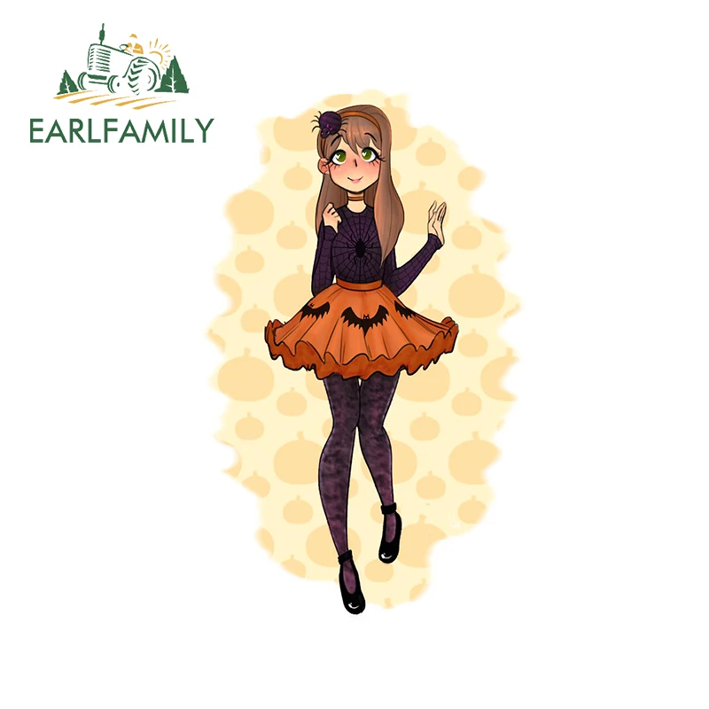 

EARLFAMILY 13 см x 8 см для Хэллоуина, черная шелковая девушка, наклейки на автомобиль, «сделай сам», индивидуальный принт, модное аниме украшение, н...