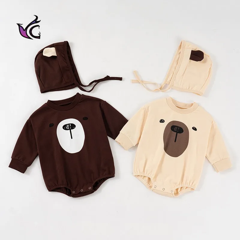 Yg Autumn Bear Printed Long Sleeve Climbing Clothes Baby One-piece Clothes 0-2 Years Old Newborn Clothes Baby Ha Clothes