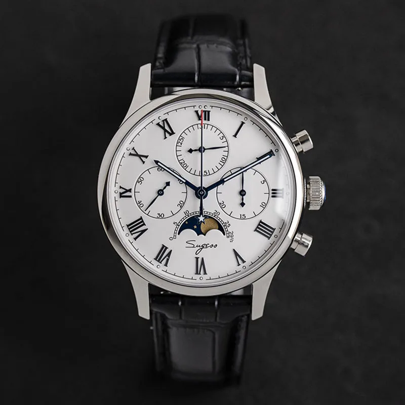 Zegarki Męskie Sugess Seagull часы Moonphase Для мужчин s от топ бренда роскошные механические