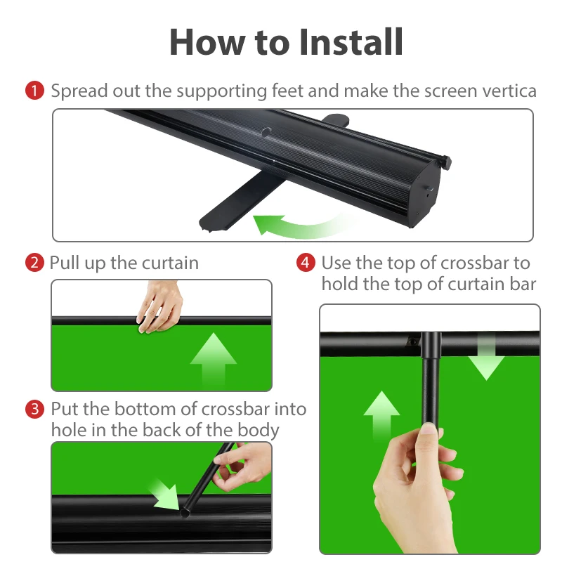 Выдвижной зеленый хромакея складной фон с алюминиевой основой хромакей для