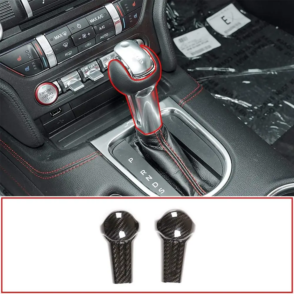 

Gear Shift Knob Head Trim Decoration For Ford Mustang 2015 2016 2017 2018 2019 2020 Car Interior Accessory ABS Carbon Fiber