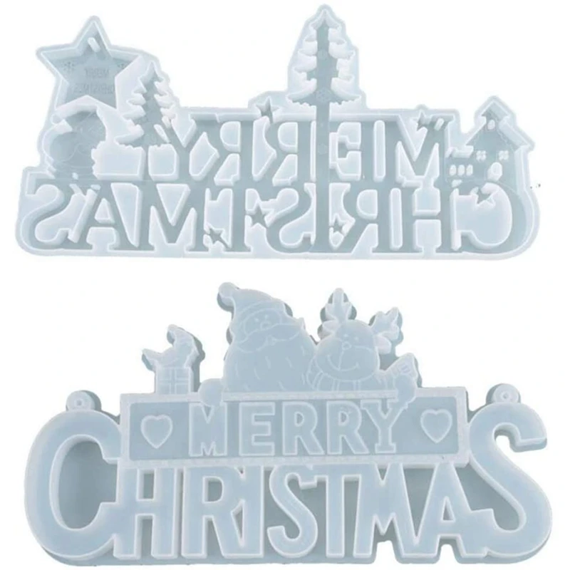 

2Pcs Merry Christmas Silicone Jewelry Casting Mold Resin Epoxy Mould Craft Decor Tool for Making Xmas Tree Ornament