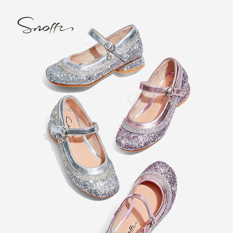

Fashion Crystal Glitter Leather Shoes Girls Princess High Heel Shoes Performance Autumn Spring Shoes For Girls KS675