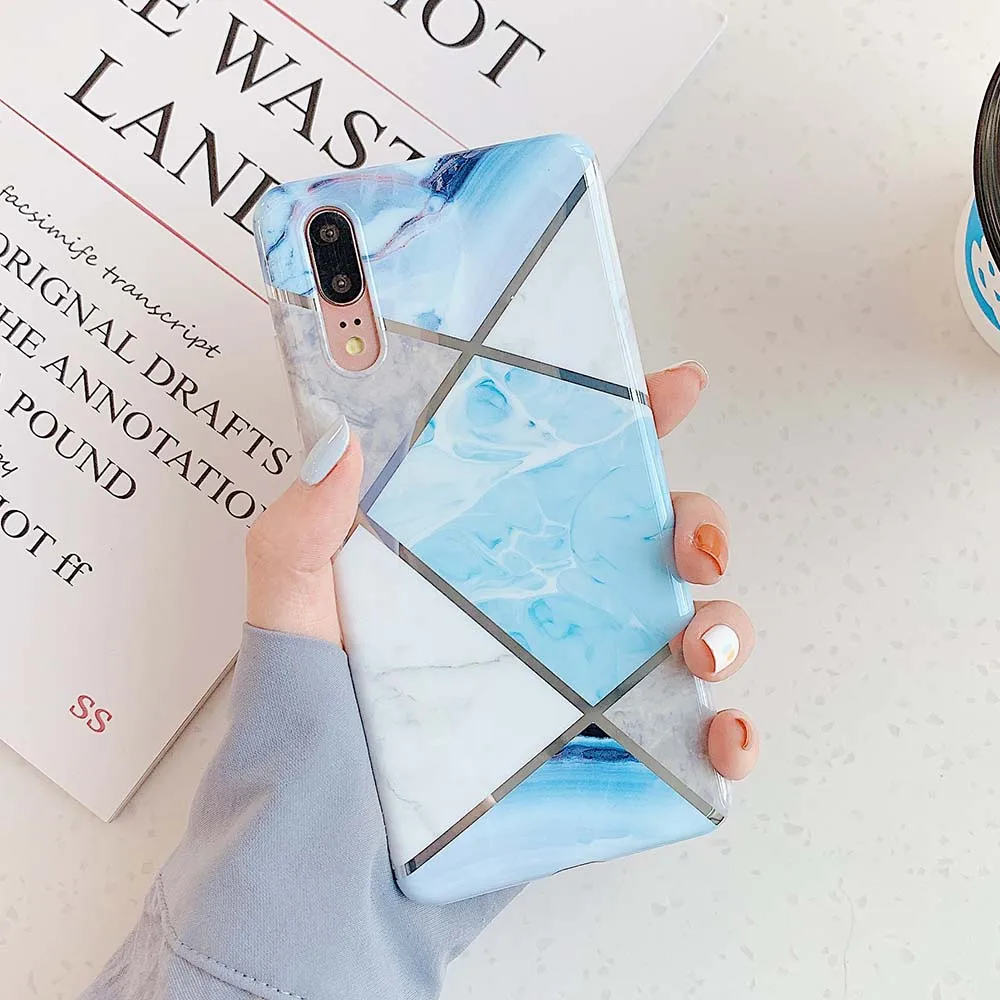 k Чехлы для телефонов LOVECOM с геометрическим мрамором и текстурой для huawei mate 30 P30 P20 Pro Lite mate 20 Lite мягкая задняя крышка с гальваническим покрытием IMD - Цвет: k