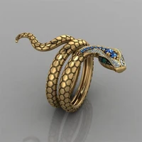 new mens and womens punk gothic snake ring exaggerated golden colour pattern crystal zircon hip hop rock party gift jewelry