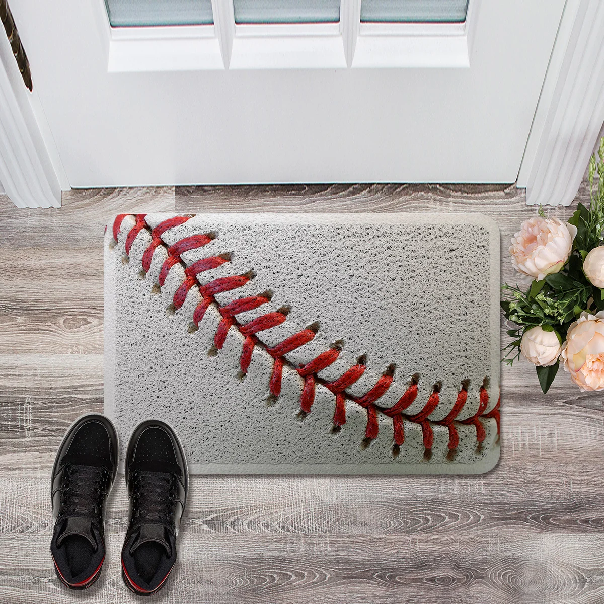 Спортивная бейсбольная текстура прошитая Красная белая дверь коврик для улицы