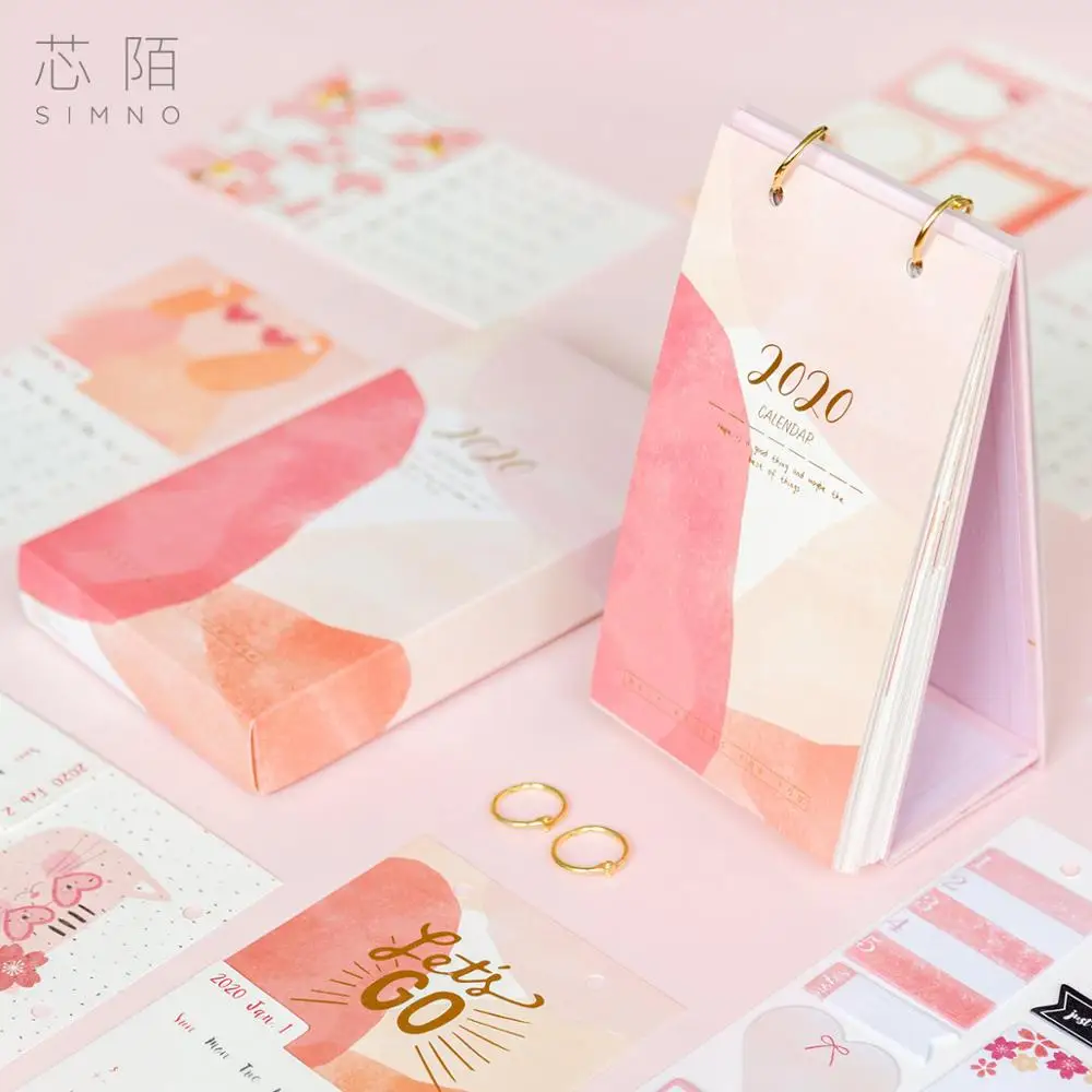 2020 креативный блокнот с календарем Kawaii стикер s Coil Calendar сделай сам Bullet Journal милые