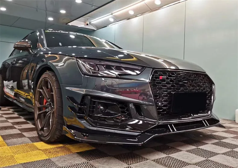 Для Audi A4 Sline S4 RS4 B9 2017 2018 2019 2020 ABS Черная передняя решетка спойлер бампер диффузор