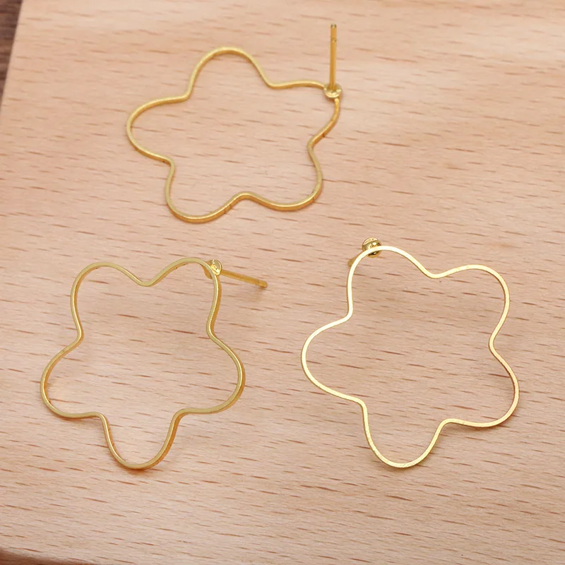 50 шт. металлическая медная Геометрическая Серьга золотая серьга-гвоздик с