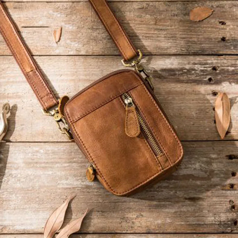 

High Quality Black Brown Men's Leather Mini Shoulder Bags For Ladies Women Men Unisex Waist Bags Summer Hot Fashion Bags