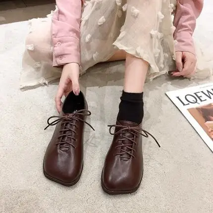

Retro lace-up small leather shoes 2021 autumn new college style flat shoes all-match fashion loafers
