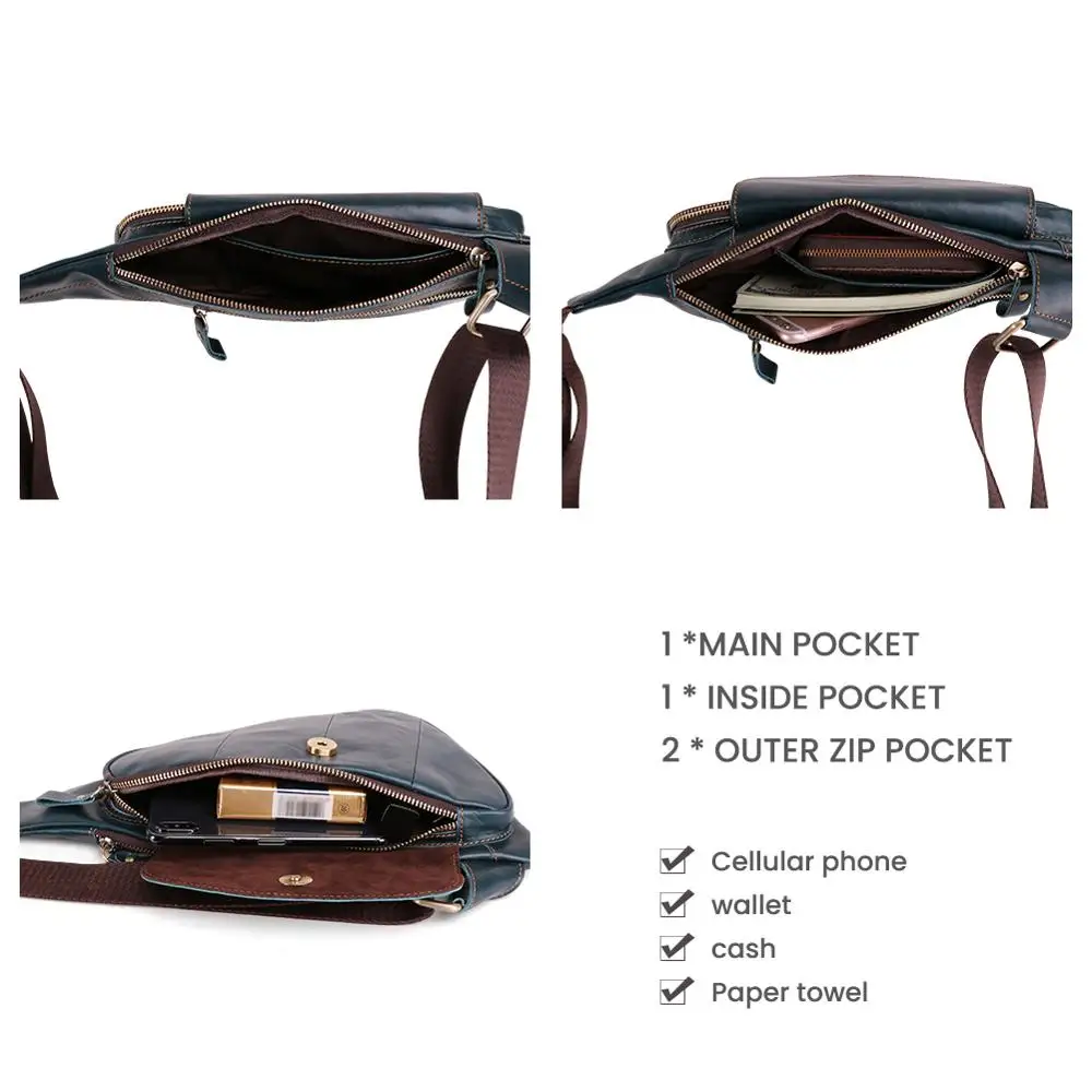 Мужская Дорожная треугольная нагрудная сумка JOGUJOS из натуральной воловьей кожи