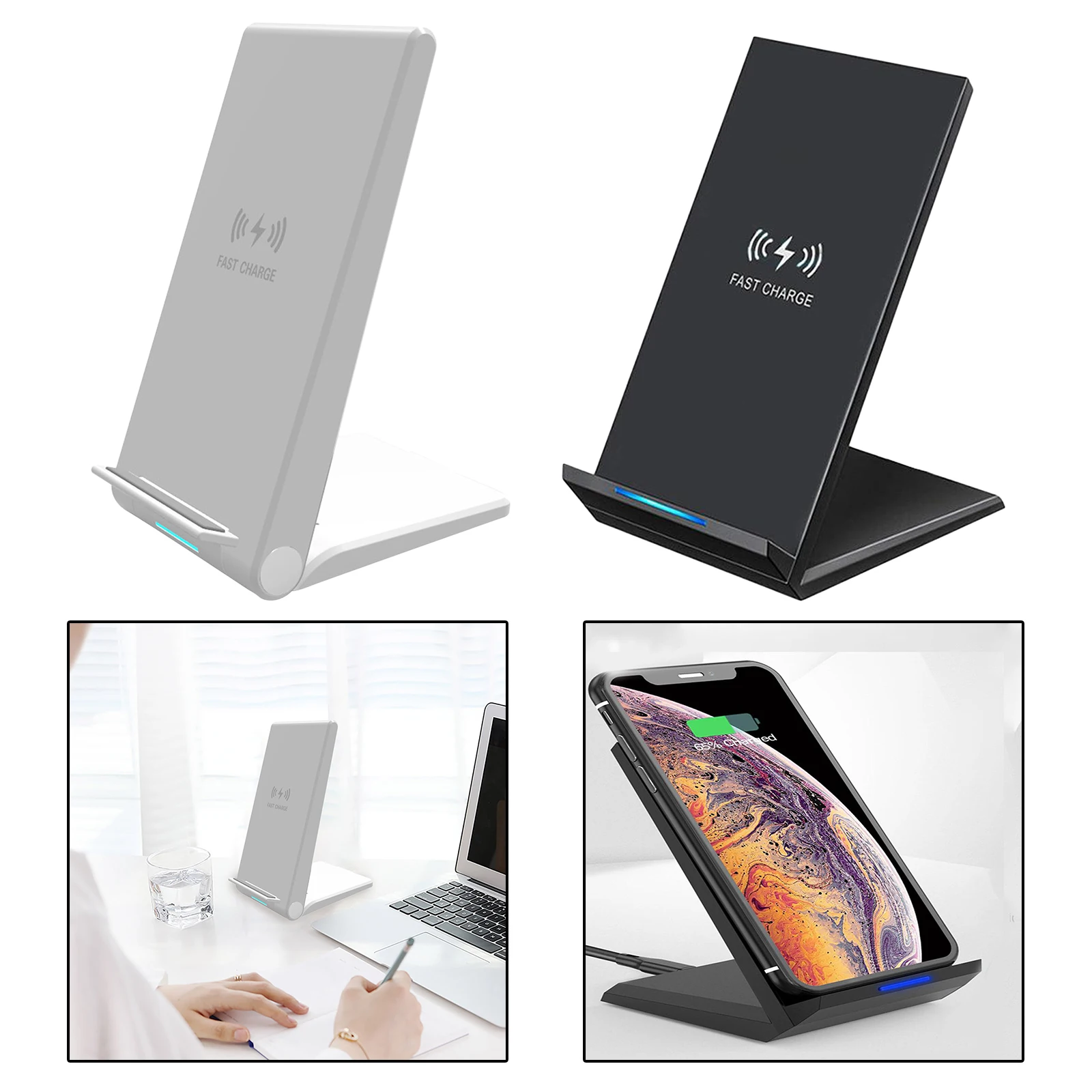 

Wireless Charger, 20W Max Qi-Certified Wireless Charging Stand, Compatible with SE 2020/11 Pro Max/X/8