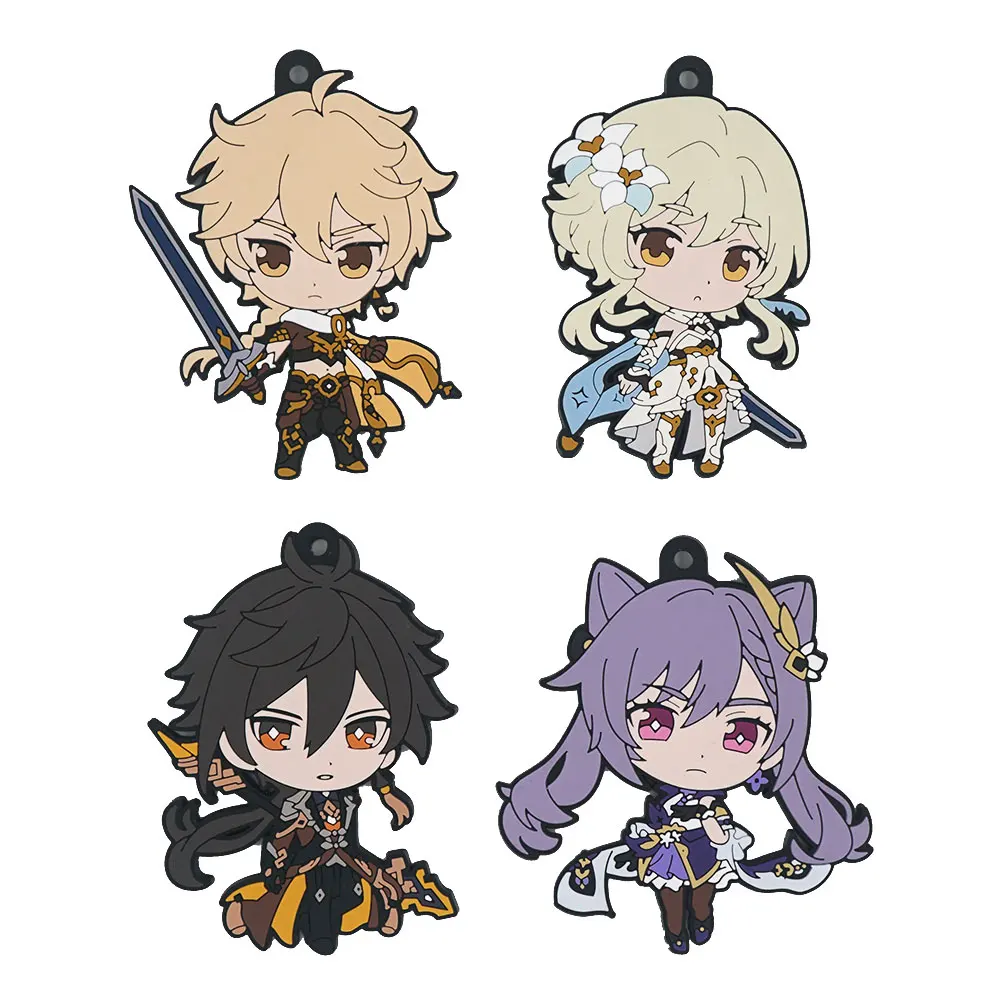 

Genshin Impact Game Lumine Keqing Zhongli Rubber Strap Keychain