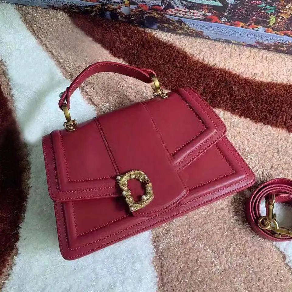 Новый 2019 модная женская сумка из кожи буйвола латунные серьги с жемчугом Ретро