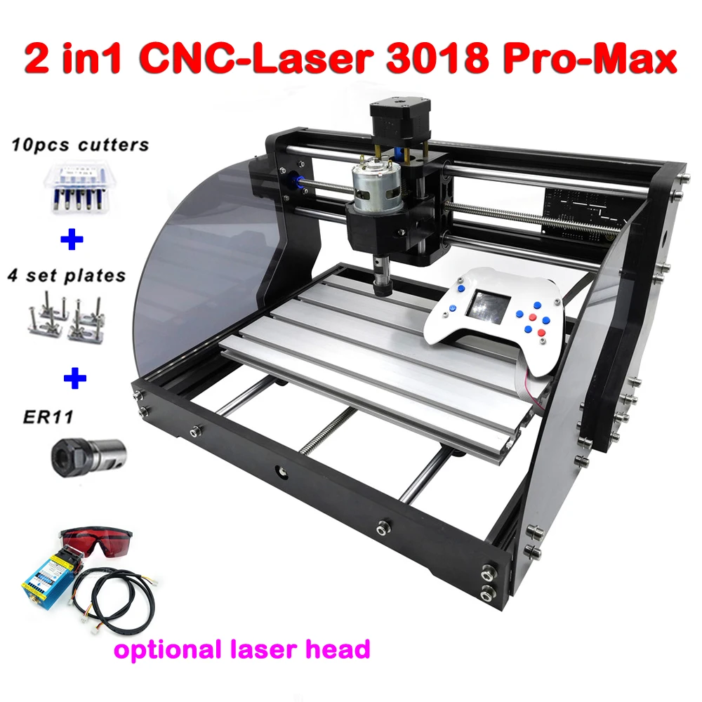 Лазерный гравер с ЧПУ 3018 Pro Max GRBL DIY PBC фрезерный лазерный гравировальный станок