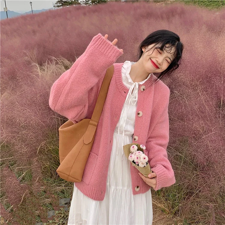 Кардиган Unif мягкий восковой белый нежный тонкий розовый вязаный кардиган свитер