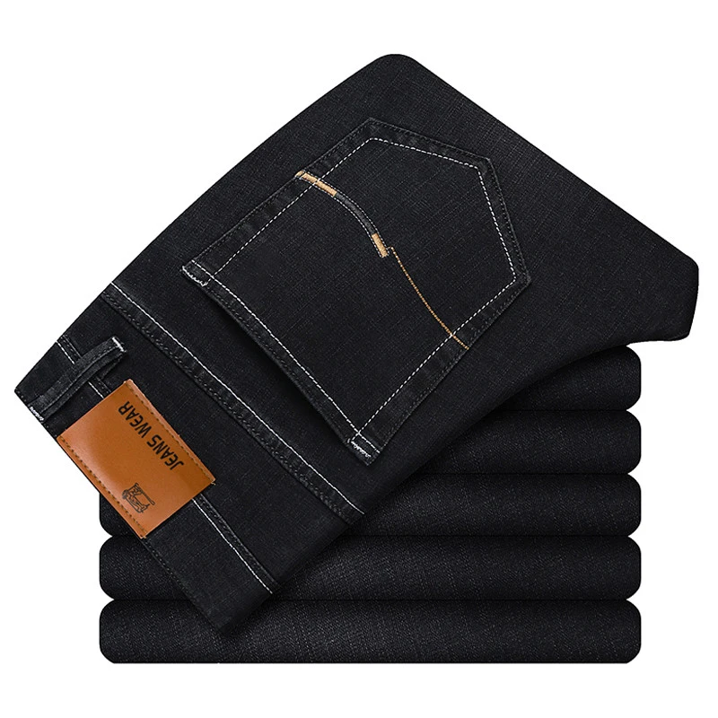 110-Blue black Бренд Brother Wang, мужские облегающие джинсы, модные, деловые, классические, стильные, Стрейчевые джинсы, джинсовые штаны, повседневные брюки, мужские, черные, синие - Цвет: 110-Blue black