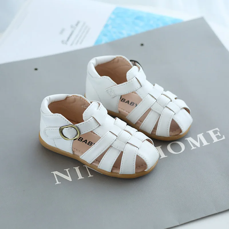 Zapatos transpirables antipatadas para ni&ntilde;as, sandalias informales de estilo occidental, zapatos de playa de suela suave de Color s&oacute;lido, novedad de verano 2022-0