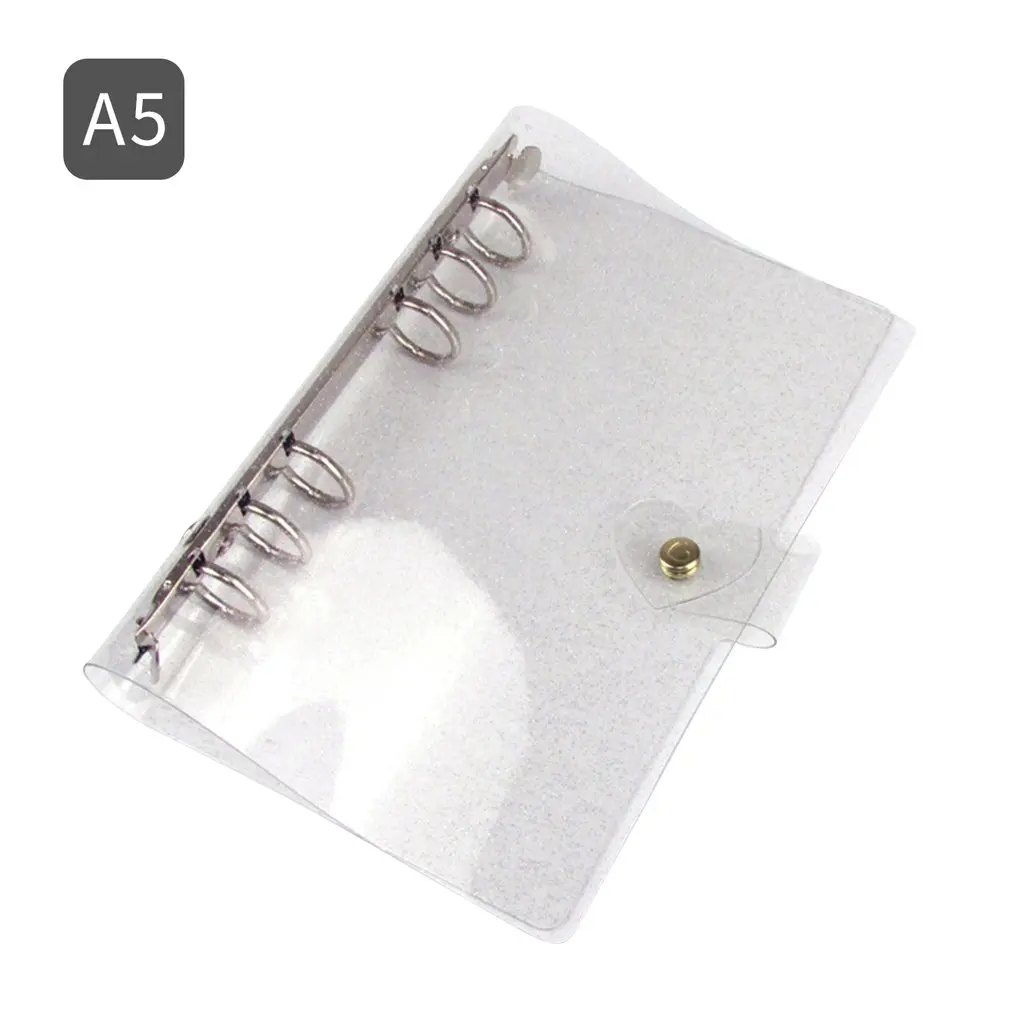 

A5/A6 Notebook Transparent Color PVC Clip File Folder Loose Leaf Ring Binder Planner Agenda School Office Supplies Stationery