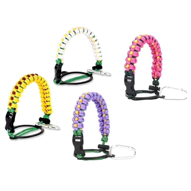 

4Pcs Paracord Handle Carrier Strap Cord for Hydro Flask and Other Wide Mouth Water Bottle with Safety Ring and Carabiner