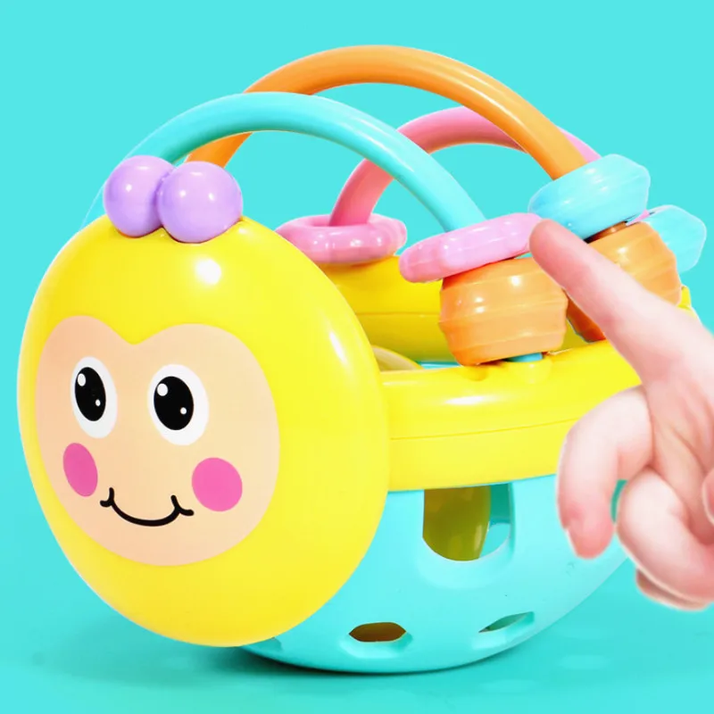 Ранняя развивающая игрушка мягкая резиновая мультяшная пчела ручной стук погремушка гантель для ребенка ручной Колокольчик детская игрушка 0-12 месяцев