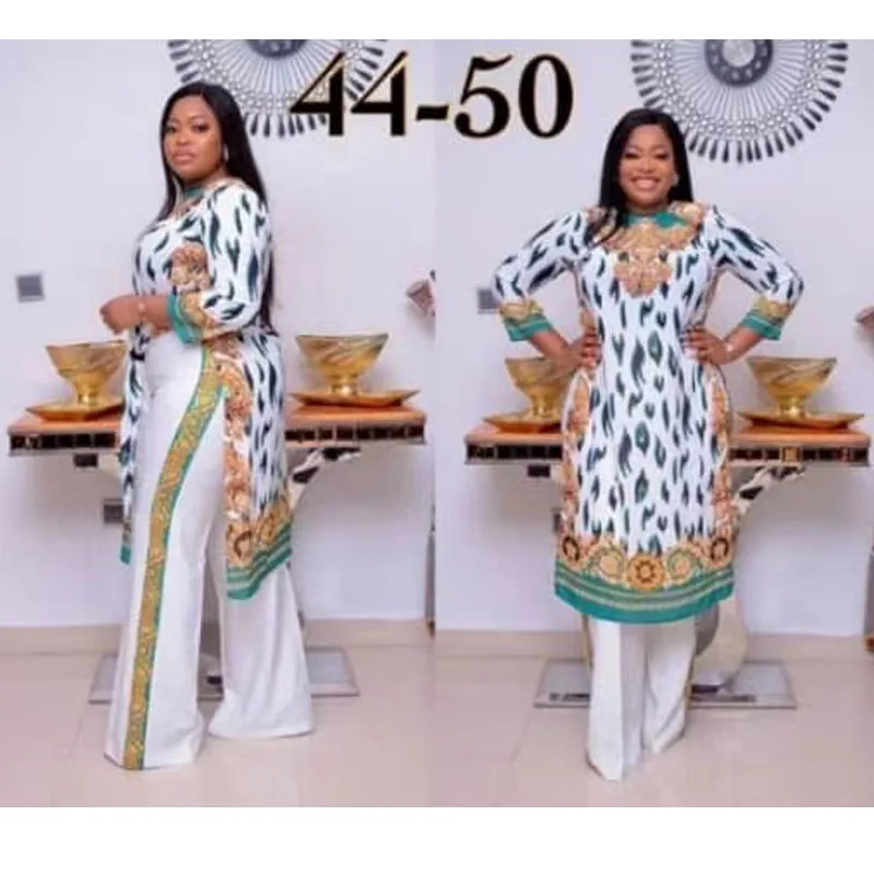

2021 Dashiki African New Fashion Suit (Dress and Trousers) For Lady(CPTZ11)