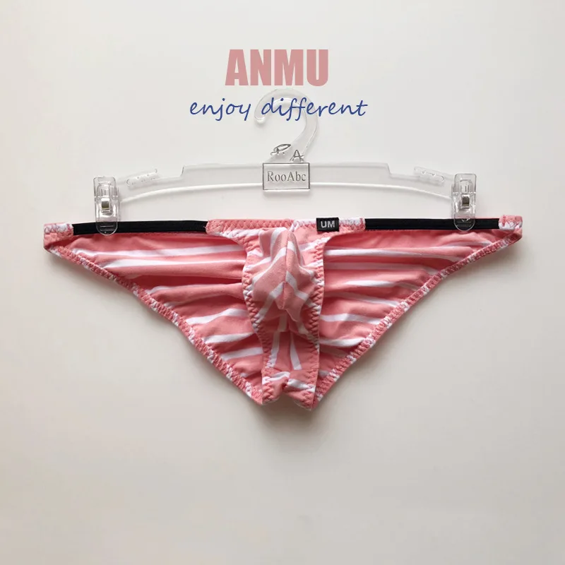 Мужские хлопковые треугольные трусы с заниженной талией в полоску сексуальное