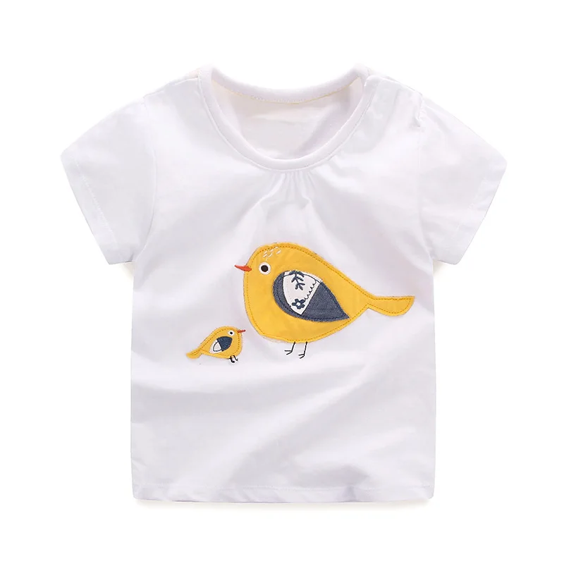 Хлопковая футболка для мальчиков и девочек летняя с мультяшным принтом в виде