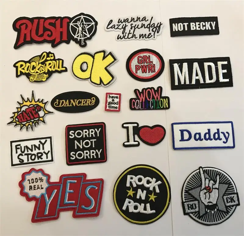 Новое поступление 10 шт. слова вышитые патчи железные на популярные значки мотив