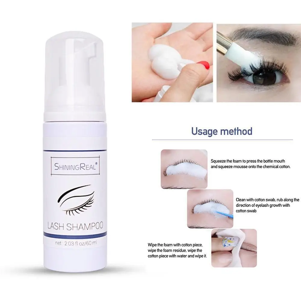

60ml Eye Lash Cleaning Foam Eyelash Extension Glue Extensions No Pump Stimulation Shampoo Makeup Clean Design Eyelash M0A3