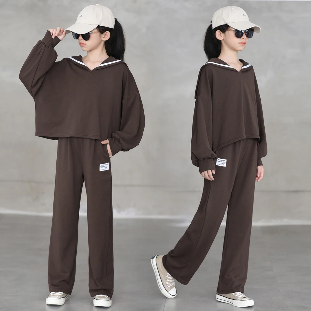 

Комплекты одежды для девочек, весна-осень 2022, комплект из двух предметов в колледжском стиле, повседневная одежда для активного отдыха для д...