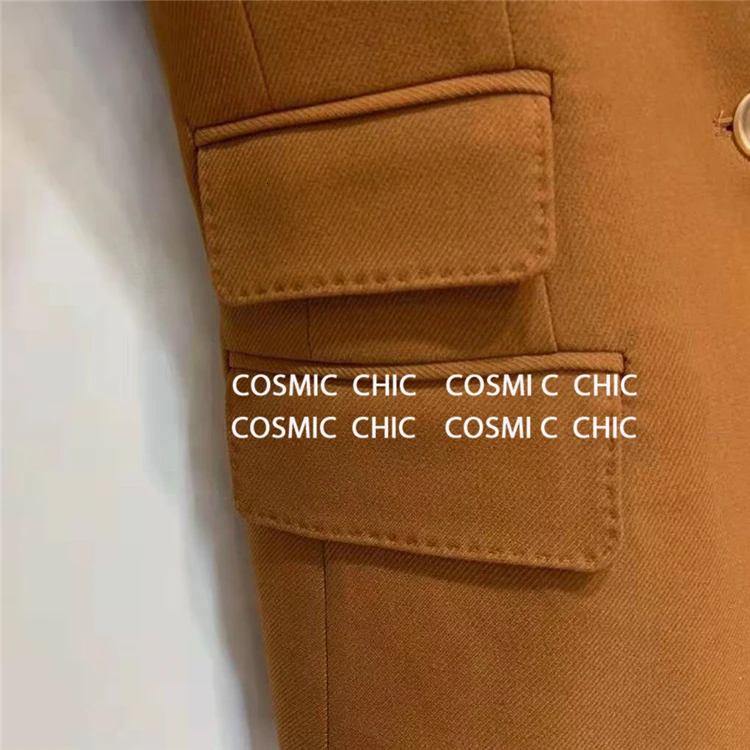 Cosmicchic осенний женский шерстяной Блейзер с длинным рукавом на одной пуговице клубный пиджак верблюжьего оттенка высокого качества Женский черный пиджак