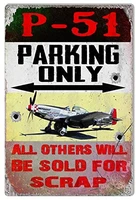 p 51 parking only airplanetin sign wall retro metal bar pub poster metal 11 87 9in