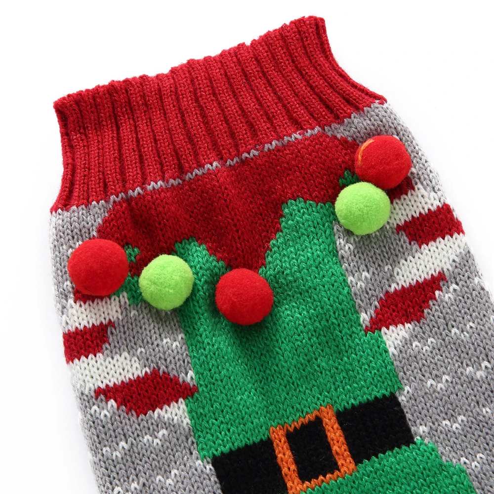 Плюшевый Рождественский свитер в стиле клоуна для щенка вязаное пальто теплая