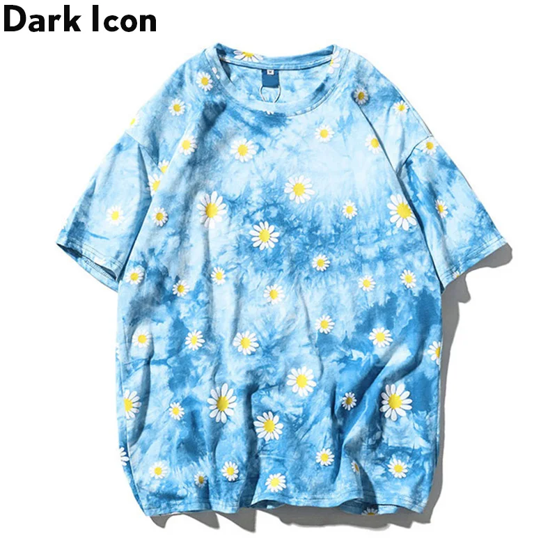 Мужская Уличная Футболка с принтом Дейзи темно синяя футболка круглым вырезом в