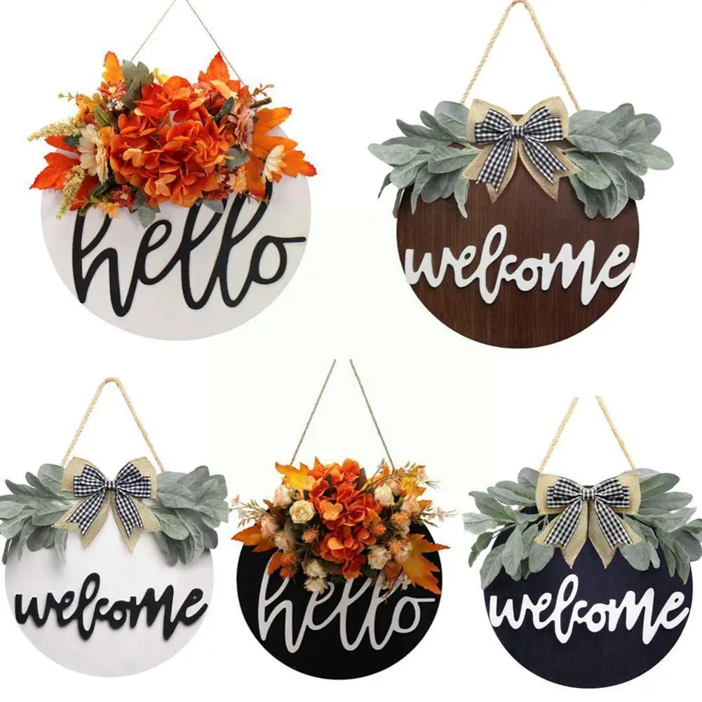 

Деревянный знак приветствия, подвеска в стиле ретро для двери, украшение для дома «сделай сам», садовое искусство, двор, украшения для дома ...
