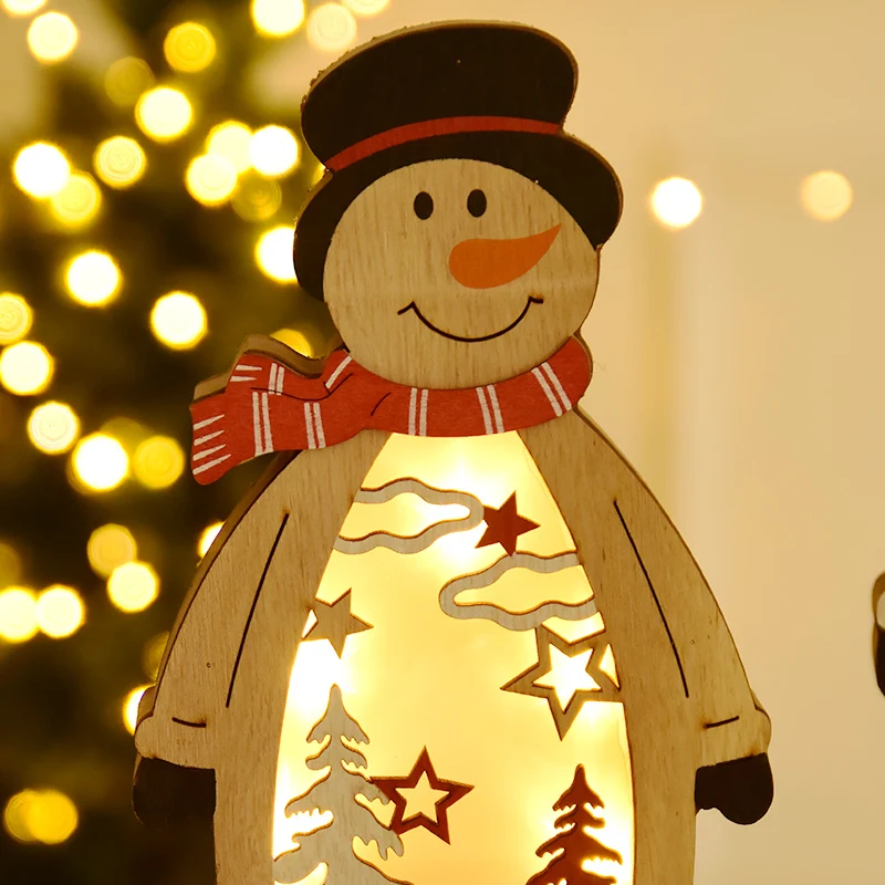 Скандинавском стиле деревянные рождественские настольные декорации светящиеся