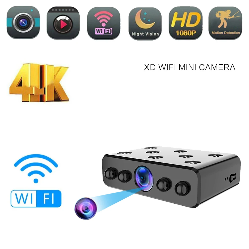 

Мини-камера видеонаблюдения, 4K, Wi-Fi, Full HD, 1080P