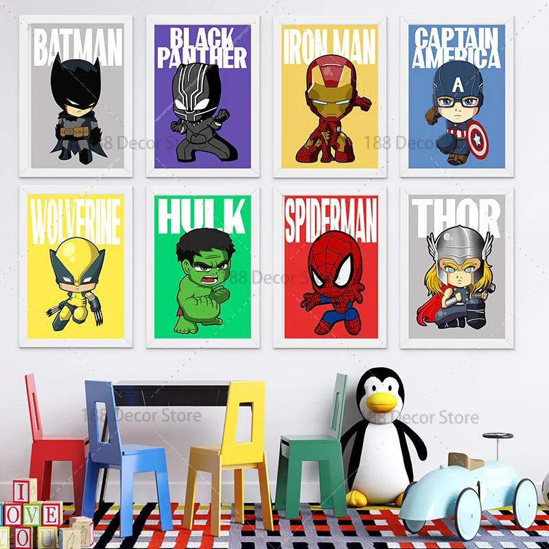 С принтами &quotMarvel&quot &quotМстители&quot мультфильм плакат супергероя из плотной ткани