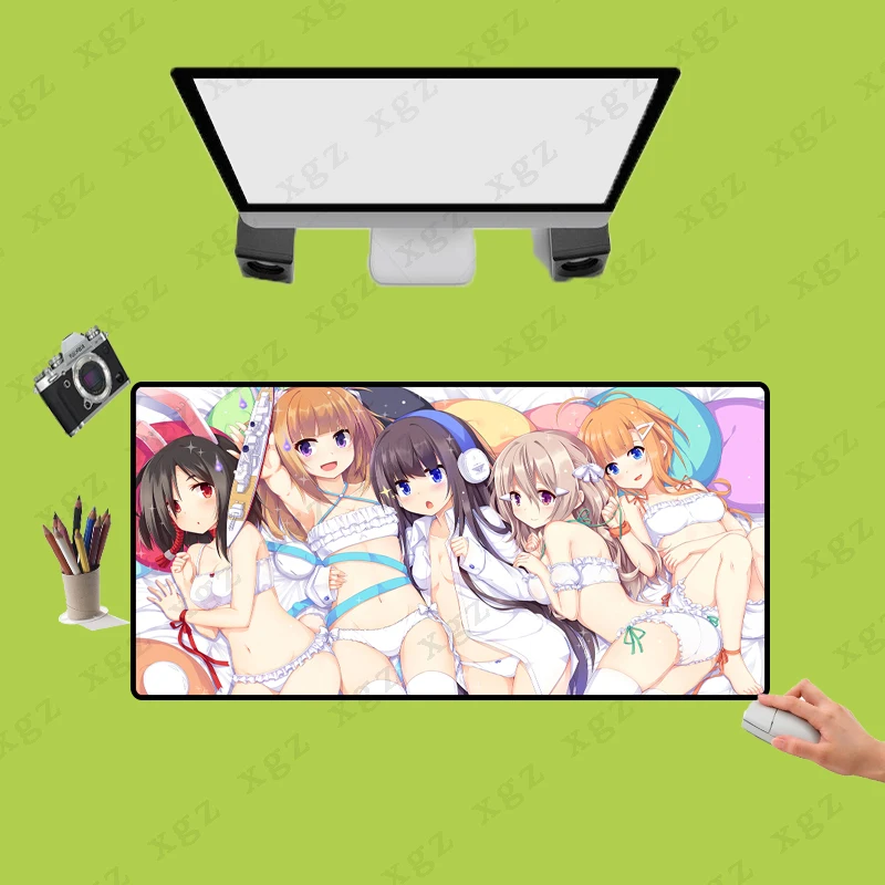 

Большой коврик для мыши XGZ из натурального каучука для девушек и аниме, водонепроницаемый нескользящий игровой Настольный коврик для мыши, ...