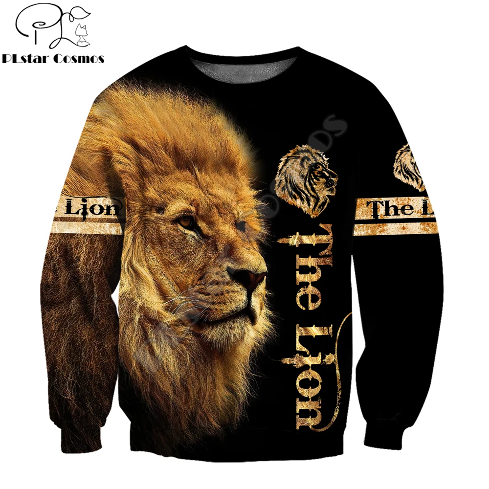 Толстовка мужская с 3D-принтом льва Повседневный пуловер на молнии уличная одежда